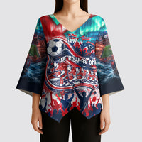 Norway Football Viking Row Kimono Sleeve Blouse Viking Shield Aurora Borealis Dynamic Art