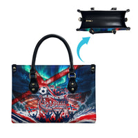 Norway Football Viking Row Leather Bag Viking Shield Aurora Borealis Dynamic Art