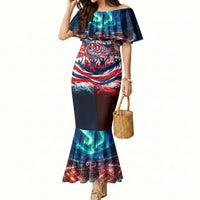 Norway Football Viking Row Mermaid Dress Viking Shield Aurora Borealis Dynamic Art
