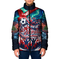 Norway Football Viking Row Padded Jacket Viking Shield Aurora Borealis Dynamic Art