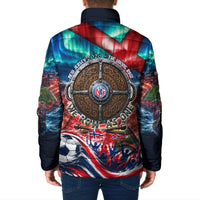 Norway Football Viking Row Padded Jacket Viking Shield Aurora Borealis Dynamic Art