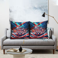 Norway Football Viking Row Pillow Cover Viking Shield Aurora Borealis Dynamic Art