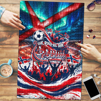 Norway Football Viking Row Puzzle Viking Shield Aurora Borealis Dynamic Art