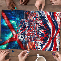 Norway Football Viking Row Puzzle Viking Shield Aurora Borealis Dynamic Art