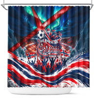 Norway Football Viking Row Shower Curtain Viking Shield Aurora Borealis Dynamic Art