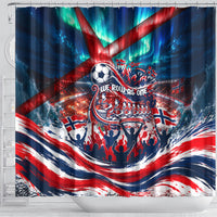 Norway Football Viking Row Shower Curtain Viking Shield Aurora Borealis Dynamic Art
