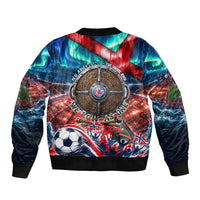 Norway Football Viking Row Sleeve Zip Bomber Jacket Viking Shield Aurora Borealis Dynamic Art