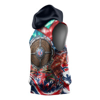 Norway Football Viking Row Sleeveless Hoodie Viking Shield Aurora Borealis Dynamic Art