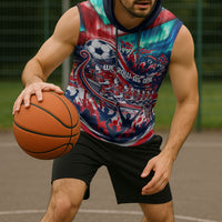 Norway Football Viking Row Sleeveless Hoodie Viking Shield Aurora Borealis Dynamic Art