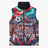 Norway Football Viking Row Sleeveless Puffer Jacket Viking Shield Aurora Borealis Dynamic Art