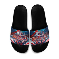 Norway Football Viking Row Slide Sandals Viking Shield Aurora Borealis Dynamic Art