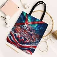 Norway Football Viking Row Tote Bag Viking Shield Aurora Borealis Dynamic Art