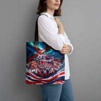 Norway Football Viking Row Tote Bag Viking Shield Aurora Borealis Dynamic Art
