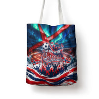 Norway Football Viking Row Tote Bag Viking Shield Aurora Borealis Dynamic Art