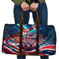 Norway Football Viking Row Travel Bag Viking Shield Aurora Borealis Dynamic Art