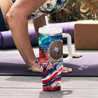 Norway Football Viking Row Tumbler With Handle Viking Shield Aurora Borealis Dynamic Art