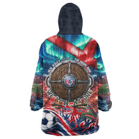 Norway Football Viking Row Wearable Blanket Hoodie Viking Shield Aurora Borealis Dynamic Art