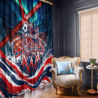 Norway Football Viking Row Window Curtain Viking Shield Aurora Borealis Dynamic Art