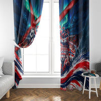 Norway Football Viking Row Window Curtain Viking Shield Aurora Borealis Dynamic Art