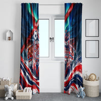 Norway Football Viking Row Window Curtain Viking Shield Aurora Borealis Dynamic Art