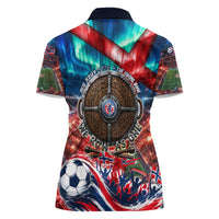 Norway Football Viking Row Women Polo Shirt Viking Shield Aurora Borealis Dynamic Art