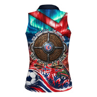 Norway Football Viking Row Women Sleeveless Polo Shirt Viking Shield Aurora Borealis Dynamic Art