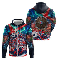 Norway Football Viking Row Zip Hoodie Viking Shield Aurora Borealis Dynamic Art