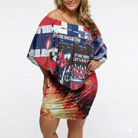 Norway Football Viking Row Off Shoulder Short Dress Flag Nordic Footballer - If We Win Lets Do It