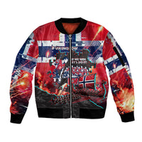 Norway Football Viking Row Sleeve Zip Bomber Jacket Flag Nordic Footballer - If We Win Lets Do It