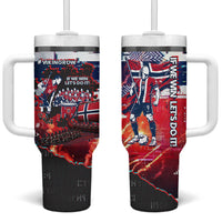Norway Football Viking Row Tumbler With Handle Flag Nordic Footballer - If We Win Lets Do It