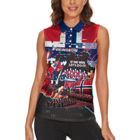 Norway Football Viking Row Women Sleeveless Polo Shirt Flag Nordic Footballer - If We Win Lets Do It