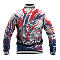 Norway Football From The Fjords To The World Baseball Jacket Viking Shield Paint Splatter Soccer Team