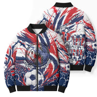 Norway Football From The Fjords To The World Bomber Puffer Jacket Viking Shield Paint Splatter Soccer Team