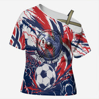 Norway Football From The Fjords To The World Cross Shoulder Shirt Viking Shield Paint Splatter Soccer Team