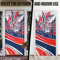 Norway Football From The Fjords To The World Door Cover Viking Shield Paint Splatter Soccer Team