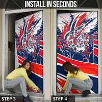 Norway Football From The Fjords To The World Door Cover Viking Shield Paint Splatter Soccer Team