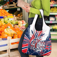 Norway Football From The Fjords To The World Grocery Bag Viking Shield Paint Splatter Soccer Team