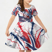 Norway Football From The Fjords To The World Kid Short Sleeve Dress Viking Shield Paint Splatter Soccer Team