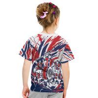 Norway Football From The Fjords To The World Kid T Shirt Viking Shield Paint Splatter Soccer Team