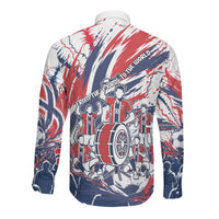 Norway Football From The Fjords To The World Long Sleeve Button Shirt Viking Shield Paint Splatter Soccer Team