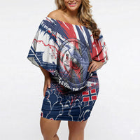 Norway Football From The Fjords To The World Off Shoulder Short Dress Viking Shield Paint Splatter Soccer Team