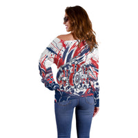 Norway Football From The Fjords To The World Off Shoulder Sweater Viking Shield Paint Splatter Soccer Team