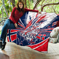 Norway Football From The Fjords To The World Quilt Viking Shield Paint Splatter Soccer Team