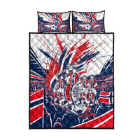 Norway Football From The Fjords To The World Quilt Bed Set Viking Shield Paint Splatter Soccer Team