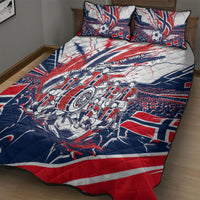 Norway Football From The Fjords To The World Quilt Bed Set Viking Shield Paint Splatter Soccer Team