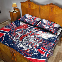 Norway Football From The Fjords To The World Quilt Bed Set Viking Shield Paint Splatter Soccer Team