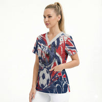 Norway Football From The Fjords To The World Scrub Top Viking Shield Paint Splatter Soccer Team