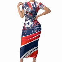 Norway Football From The Fjords To The World Short Sleeve Bodycon Dress Viking Shield Paint Splatter Soccer Team