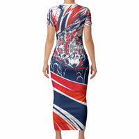 Norway Football From The Fjords To The World Short Sleeve Bodycon Dress Viking Shield Paint Splatter Soccer Team