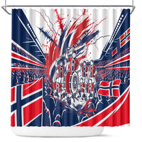 Norway Football From The Fjords To The World Shower Curtain Viking Shield Paint Splatter Soccer Team